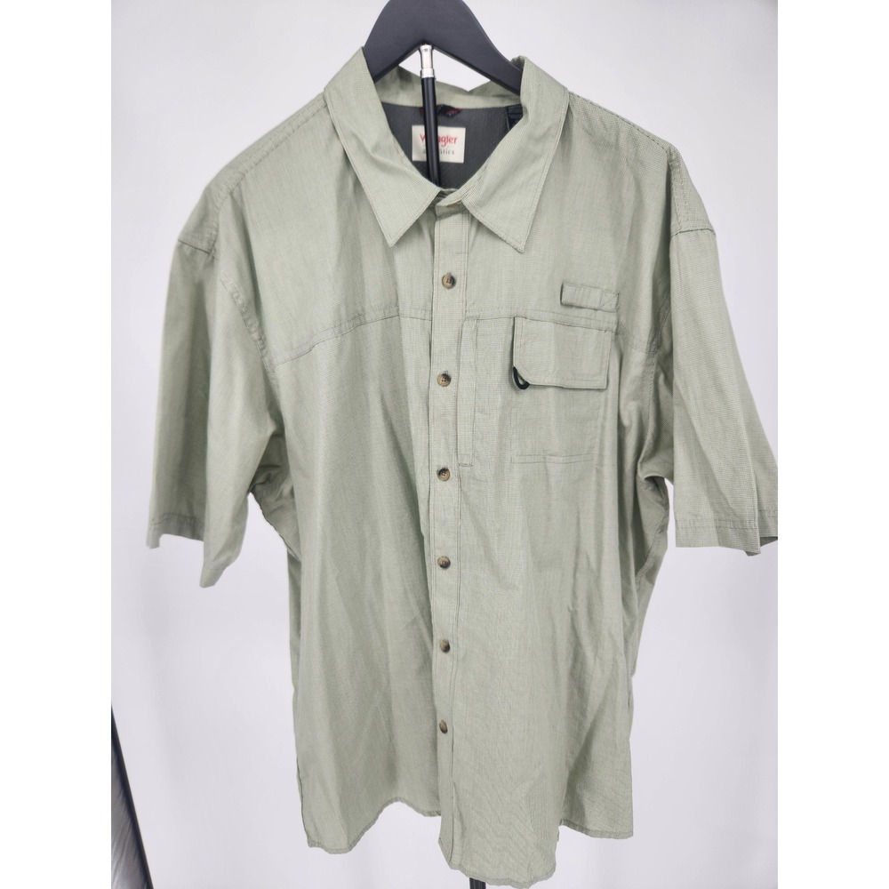 Wrangler Authentics Mens 3XL Green Micro Check Short Sleeve Fishing Utility